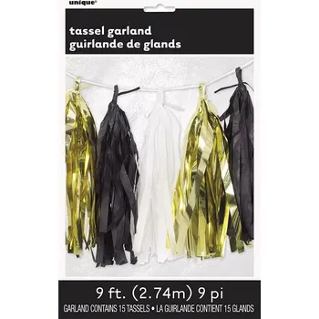 Střapcová girlanda zlatá, bílá, černá (Střapcová girlanda zlatá, bílá, černá)