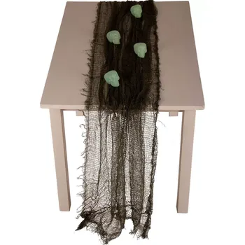 Party dekorace Stolová šerpa - síť s lebkami 180cm