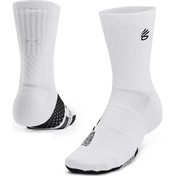Vysoké funkční ponožky Under Armour CURRY UA AD PLAYMAKER MID SOCKS (1 PAIR) bílé 1376231-102 - M | UK 12 | US 13