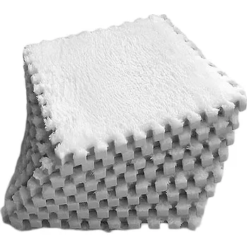 Plyšové puzzle 10 ks, 30x30 cm - Měkká, stylová a útulná podlaha, 01926 - Bílá