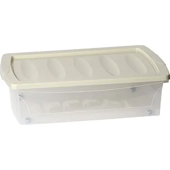 Úložný box Benco Plastový úložný box s víkem a kolečky 30 l čirý/mix barev