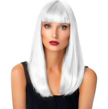 Paruka Paruka dámská rovná s ofinou, bílá