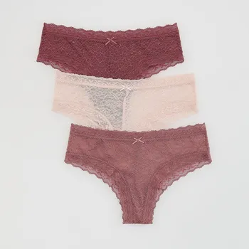 Kalhotky Reserved - Sada 3 krajkových kalhotek - růžová - 433EZ-38X - 433EZ-38X-S