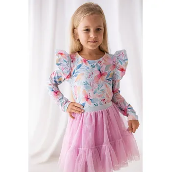 Dívčí blůzka Flower Charm- Lily grey 104 / 4 roky