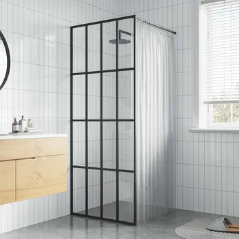 Sprchový panel Nabytek XL Zástěna do průchozí sprchy čiré tvrzené sklo 90 x 195 cm 145675