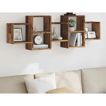 police vidaXL Nástěnná police 129 x 18 x 42 cm kompozitní dřevo [853218] Barva: Staré dřevo