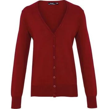 Dámský svetr Premier Women's Button-through Knitted Cardigan, červená (Maroon)