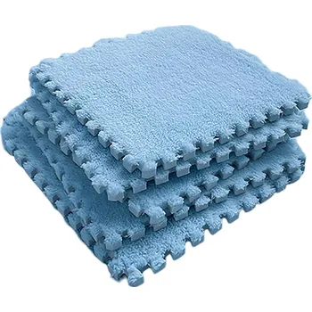 Puzzle Plyšové puzzle 10 ks, 30x30 cm - Měkká, stylová a útulná podlaha - Modrá, 53939