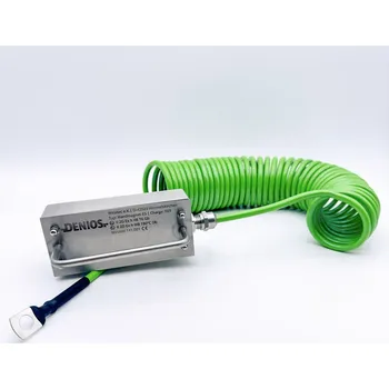 elektrický kabel Uzemňovací kabel DENIOS + zemnicí magnet a očko M10, kabel 5 m, zelený, ocel, 4 mm², ATEX