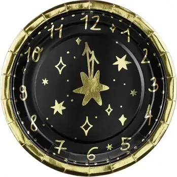 Papírové talířky Silvestr půlnoc 18 cm