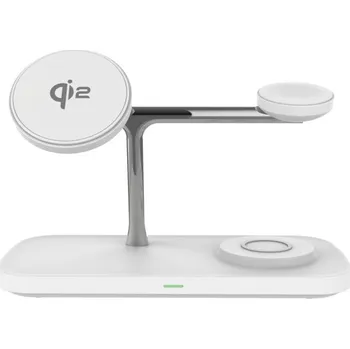 T255 Qi2 3v1 magnetický bezdrátový stojánek pro iPhone / Apple Watch / AirPods - 15W - bílý