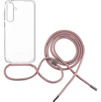 Telefonní příslušenství Pouzdro FIXED Pure Neck s růžovou šňůrkou na krk pro Samsung Galaxy A35 5G