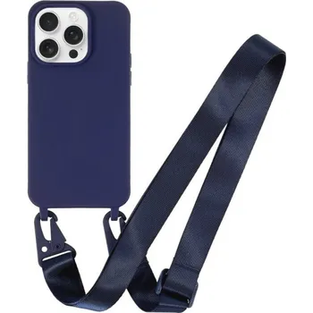 Pouzdro na mobilní telefon Matný kryt s nastavitelným popruhem pro iPhone 16 Pro Max - tmavě modrý