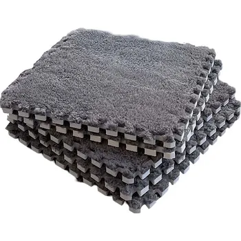 Plyšové puzzle 10 ks, 30x30 cm - Měkká, stylová a útulná podlaha, 01926 - Šedá