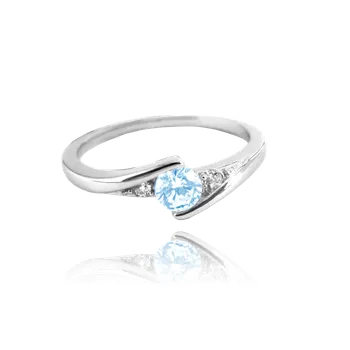 Prsten Zlatnictví Helios Stříbrný prsten- modrý zirkon Velikost: 53