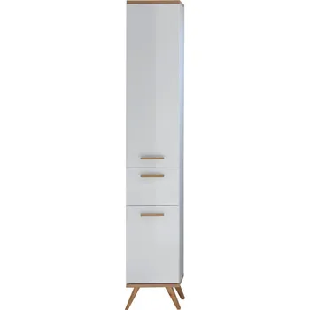 Koupelnový nábytek Xora VYSOKÁ SKŘÍŇ, bílá, barvy dubu, 35,5/205/33,0 cm - Koupelnové skříňky vysoké - 001977024611