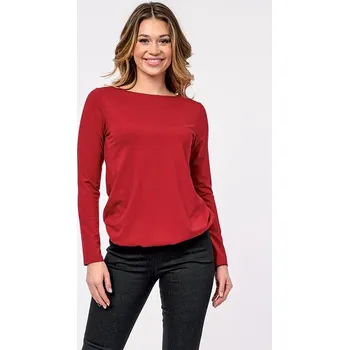 Dámská halenka Volnější tmavě červená dámská halenka s dlouhými rukávy 7791 velikost M