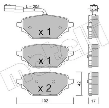 Brzdová destička Sada brzdových destiček, kotoučová brzda METELLI 22-1352-1