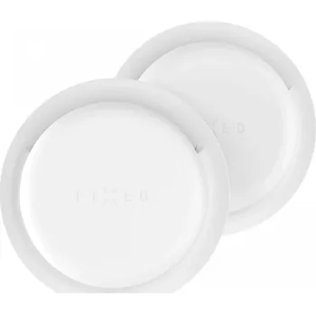 Lokátor Silikonové nalepovací pouzdro FIXED Silky Sticker pro Apple AirTag, double pack, bílé