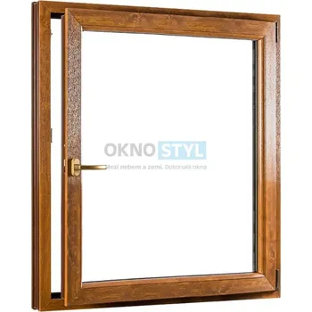 Okno OKNOSTYL.cz plastové okno 1100 x 1400 cm REHAU Smartline+ jednokřídlé otvíravo-sklopné pravé Bílá / Zlatý dub
