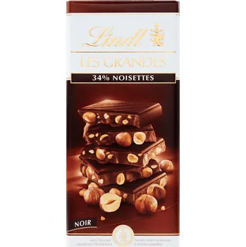 Čokoláda LINDT Les Grandes hořká čokoláda s celými lískovými jádry 150g