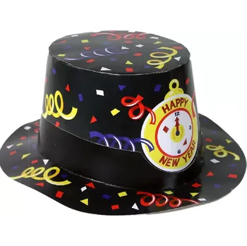 Papírový klobouk Happy New Year černý (Poslední 4 kusy skladem!)