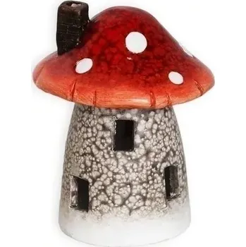 Vánoční dekorace Domek muchomůrka LED/keramika 12cm