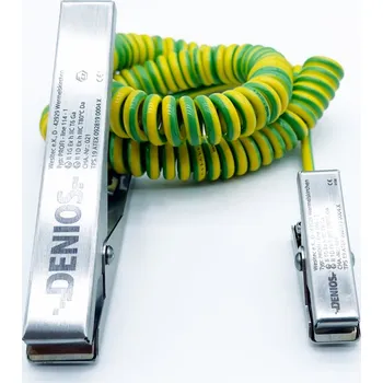 elektrický kabel DENIOS zemnicí kabel - zemnicí kleště 60 mm + 140 mm, kabel 3 m, zeleno-žlutý, měď, 2,5 mm², ATEX