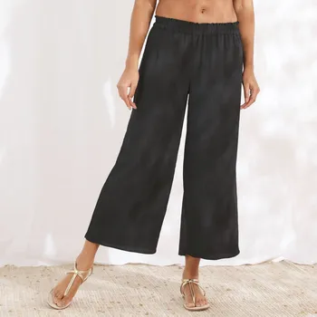 Dámské kalhoty Široké 7/8 kalhoty černá 46