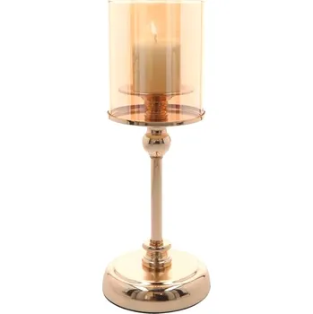 Aroma lampa Carmani® Svícen plechový se skleněným cylindrem 31 cm - zlatý