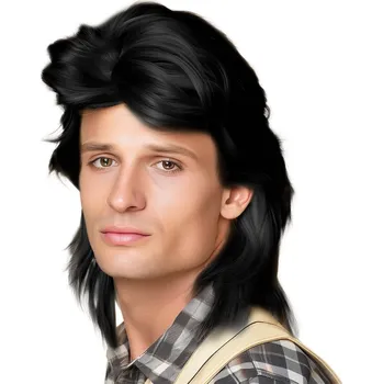 Karnevalová paruka Paruka pánský mullet, černá