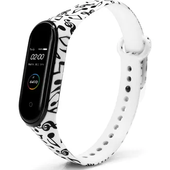 Příslušenství k fitness náramku Náhradní náramek Mi Band 5/6/7 Noty na bílém