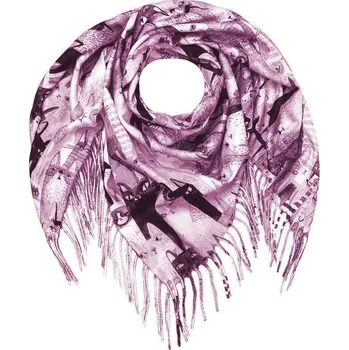 Šátek Dámský hřejivý šátek fialové kočky 7200806-6