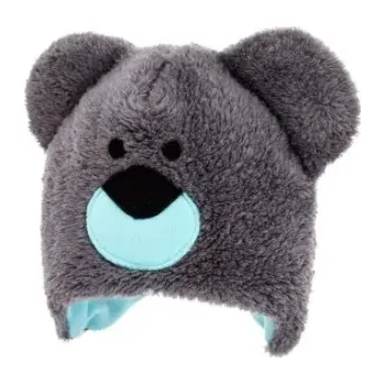 Čepice Bexa Zimní čepice na zavazování s oušky Teddy Šedá/mátová, vel.62/68