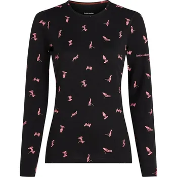 ICEBREAKER Wmns 200 Oasis LS Crewe Ski Day, Black/Acid Pink/Aop velikost: L