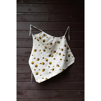 Kuchyňská zástěra Wooline Kuchyňská zástěra lněná s motivem včelek, 70 x 70 cm