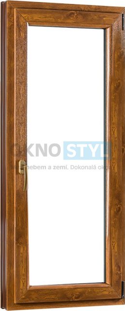 OKNOSTYL.cz plastové balkónové dveře 800 x 2080 cm REHAU Smartline+ jednokřídlé pravé Bílá / Zlatý dub