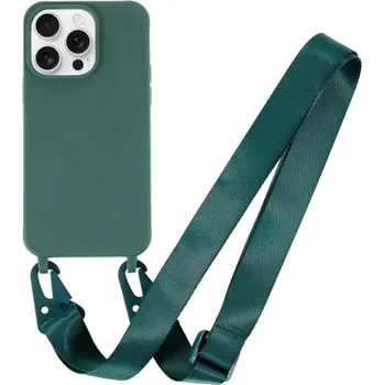 Pouzdro na mobilní telefon Matný kryt s nastavitelným popruhem pro iPhone 15 Pro - petrolejový