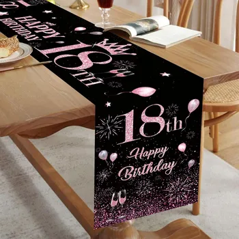 Party dekorace Domgoge textilní běhoun na stůl, 18. narozeniny, 180 x 35 cm