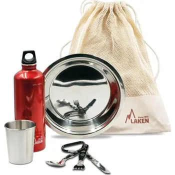 Kempingové nádobí LAKEN Táborová sada LAKEN ČERVENÁ|ŠEDÁ