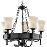 Searchlight 0815-5BK - Lustr na řetězu CARTWHEEL 5xE27/60W/230V černá