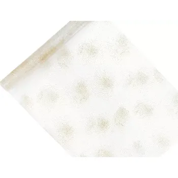 Svatební dekorace Organza potištěná, zlatý potisk tečky 0.48x9m (Organza potištěná, zlatý potisk tečky 0.48x9m)