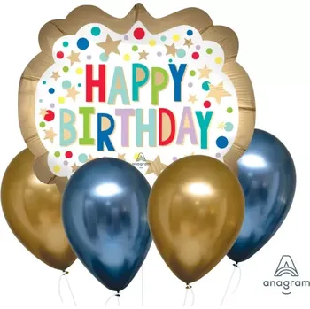 Party dekorace Sada balonků Satén Happy Birthday - 5 ks (Sada balonků Satén Happy Birthday - 5 ks)