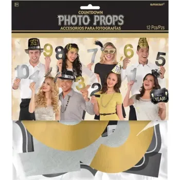 Party dekorace Rekvizity do fotokoutku Silvestr - 12ks (Rekvizity do fotokoutku Silvestr - 12ks)