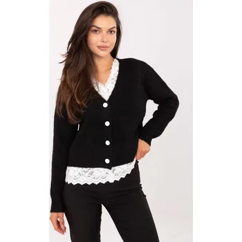 Dámský svetr Elegantní černý svetr s krajkou PM-SW-