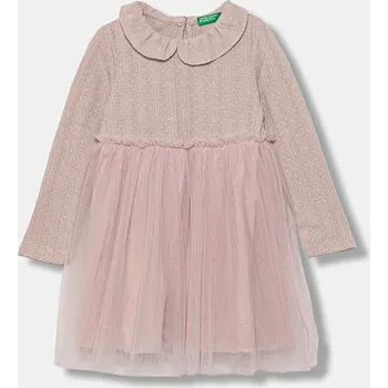Dívčí šaty Dívčí šaty United Colors of Benetton růžová barva, mini, 4JACGV02J 4JACGV02J.P.seasonal 30X, vel. 110