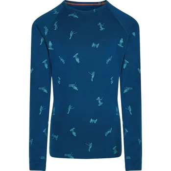 Dětské termoprádlo ICEBREAKER Kids 200 Oasis LS Crewe Snow Day, Atlantis/Topaz/Aop velikost: 10