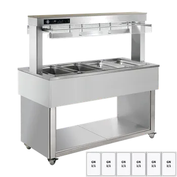 Bufet vyhřívaný, vodní GN 6-1/1 RAL | RM - TR RED+ 6R