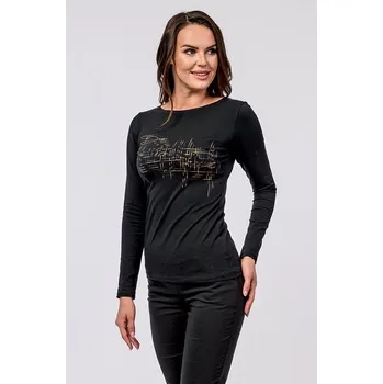 Dámské tričko Bavlněné černé dámské tričko s dlouhými rukávy a potiskem 22 velikost 3XL