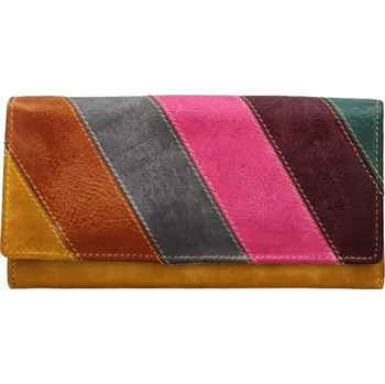 Dámská kožená peněženka pestrobarevná se žlutým základem od firmy LAGEN (Dámská kožená peněženka LAGEN)